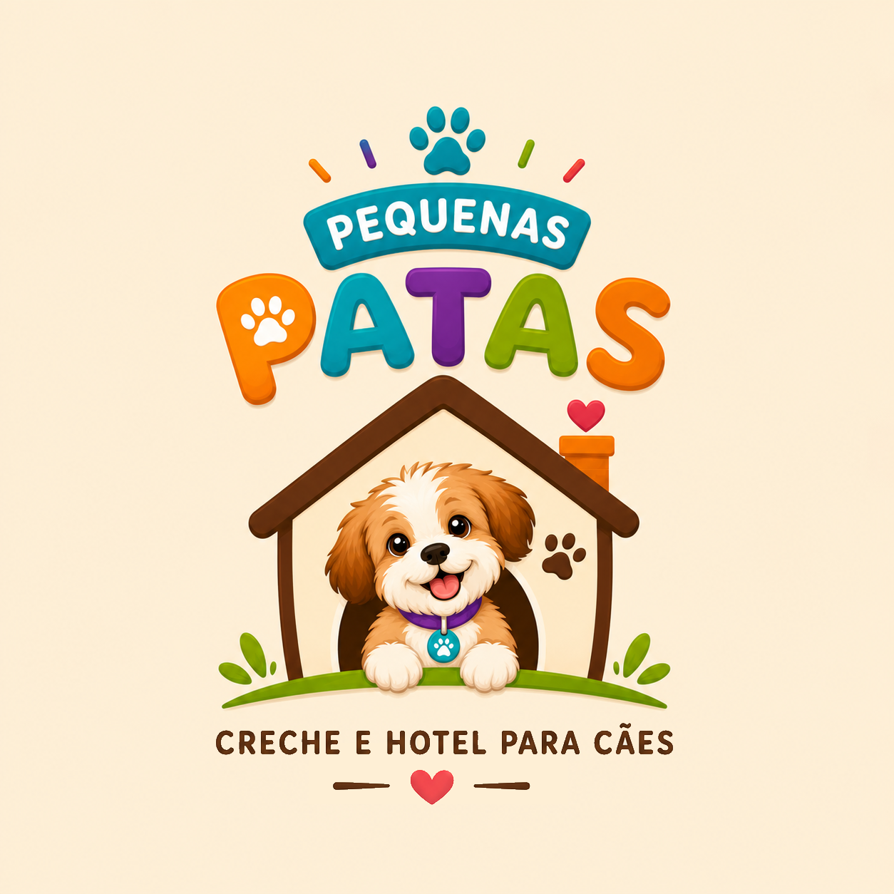 Logo Pequenas Patas, creche e hotel para cães